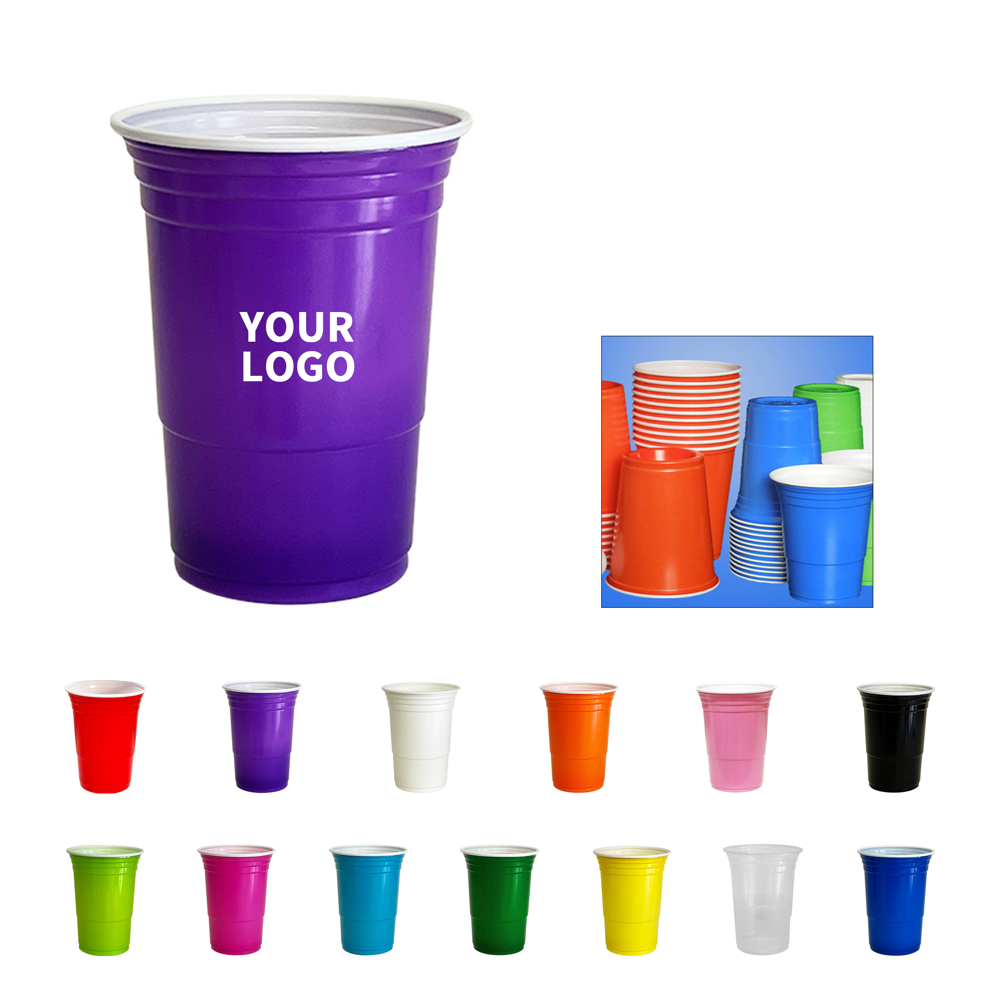 Sixteen Ounce Reusable Plastic Party Cup 14
