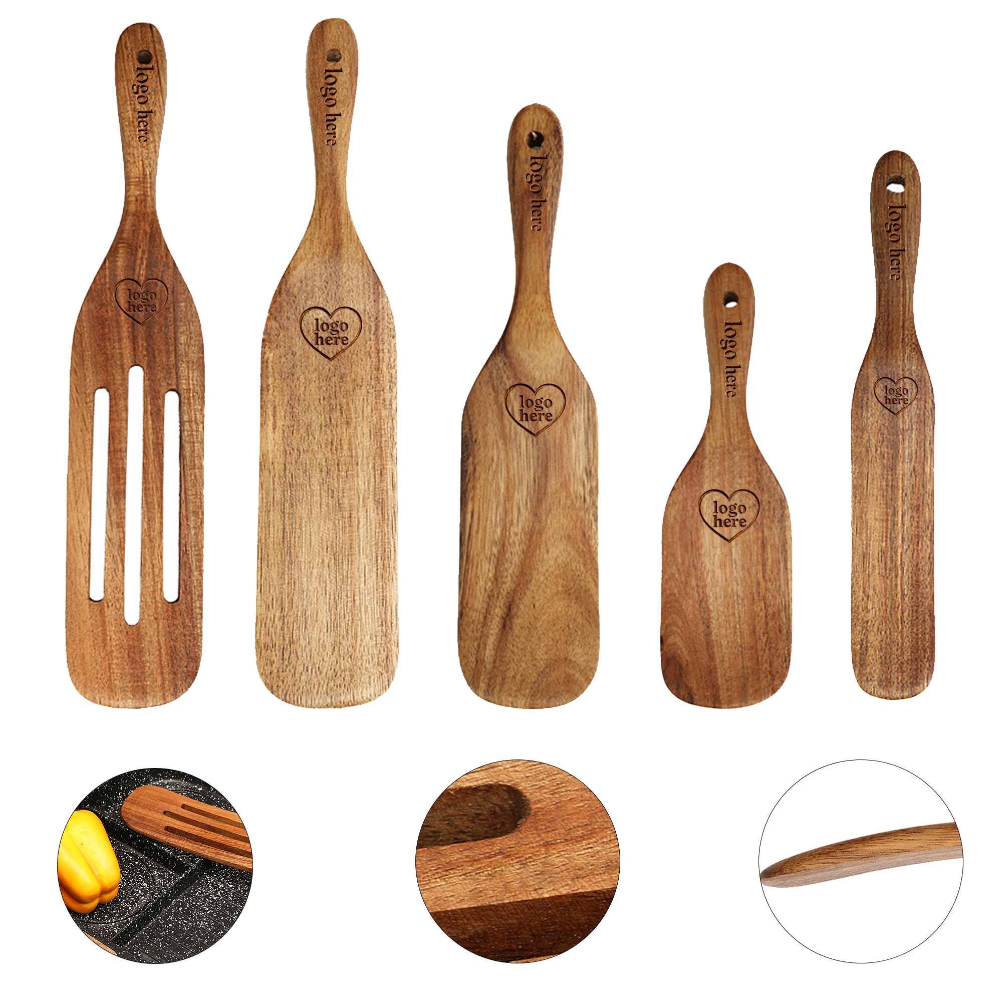 Premium Teak Wood Utensil Set 5 Piece Kitchen Spatula Collection 3
