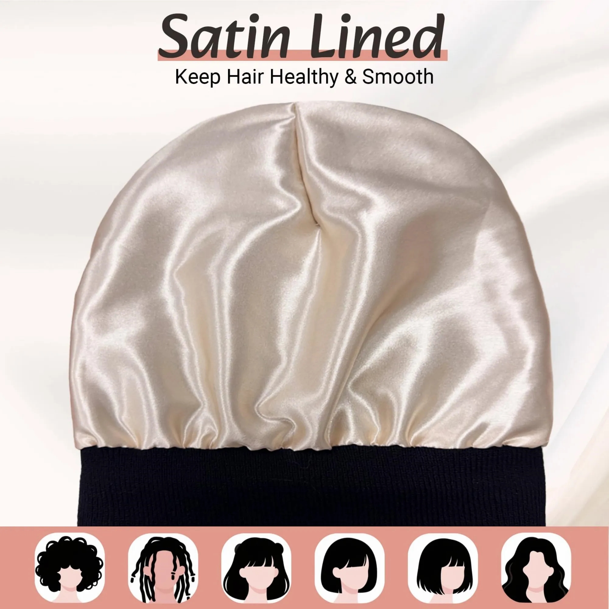 Satin Lined Knit Beanie Warm Soft Winter Hat 19