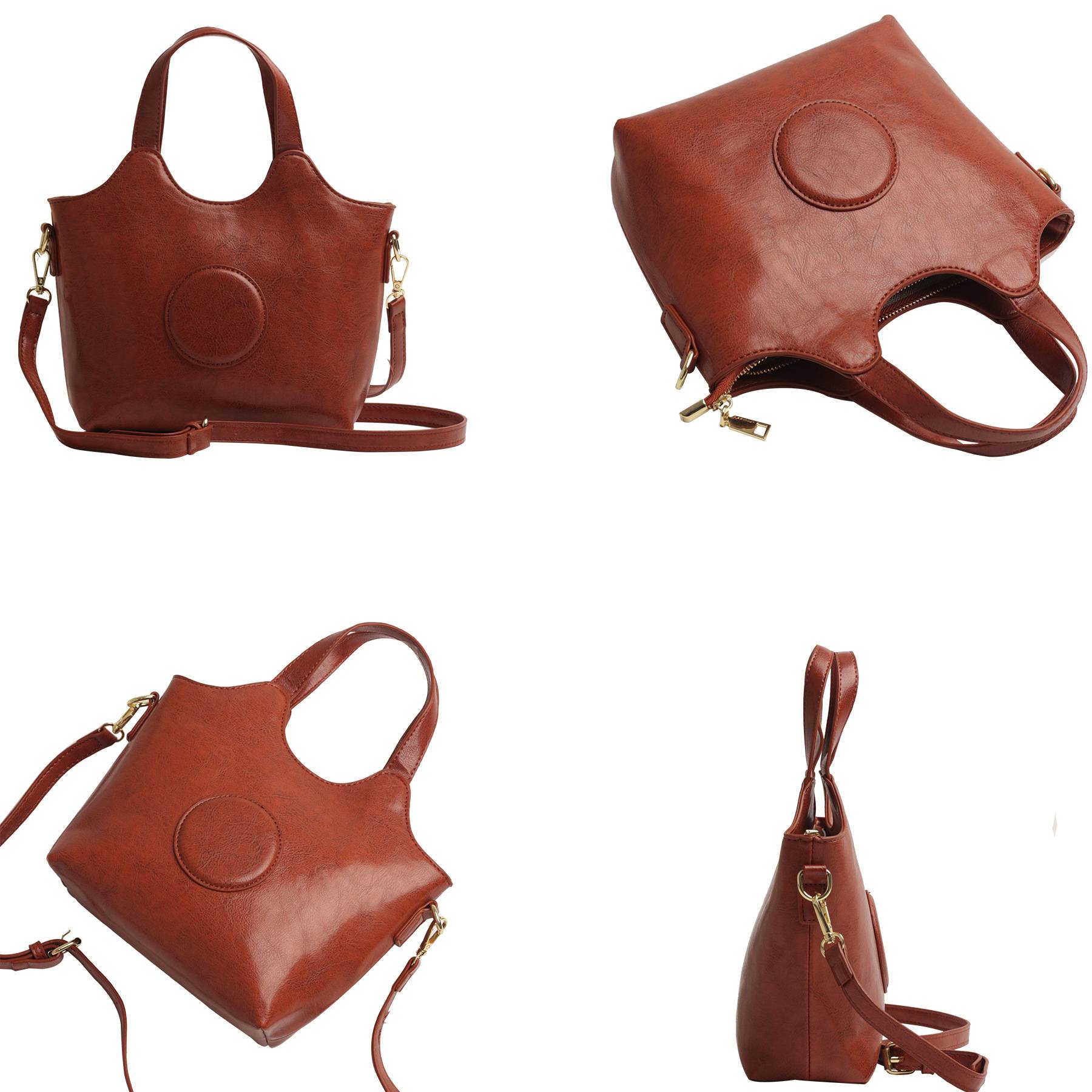 Pu Leather simple waterproof Portable Cross-body Bag Brown 1