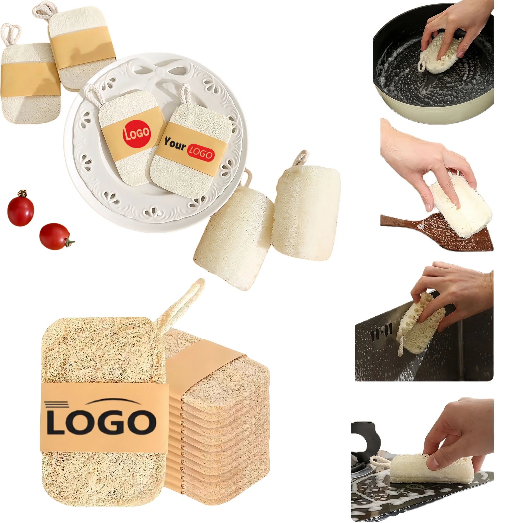 Natural Loofah Scrubber Eco Friendly Kitchen Sponge