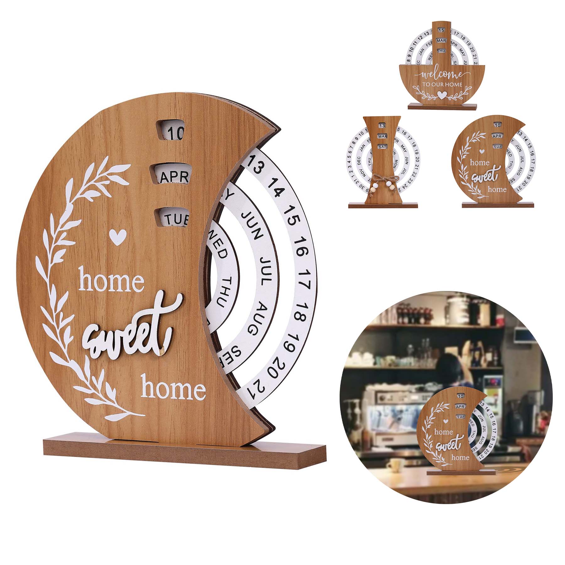 Wooden Disc Perpetual Desk Calendar