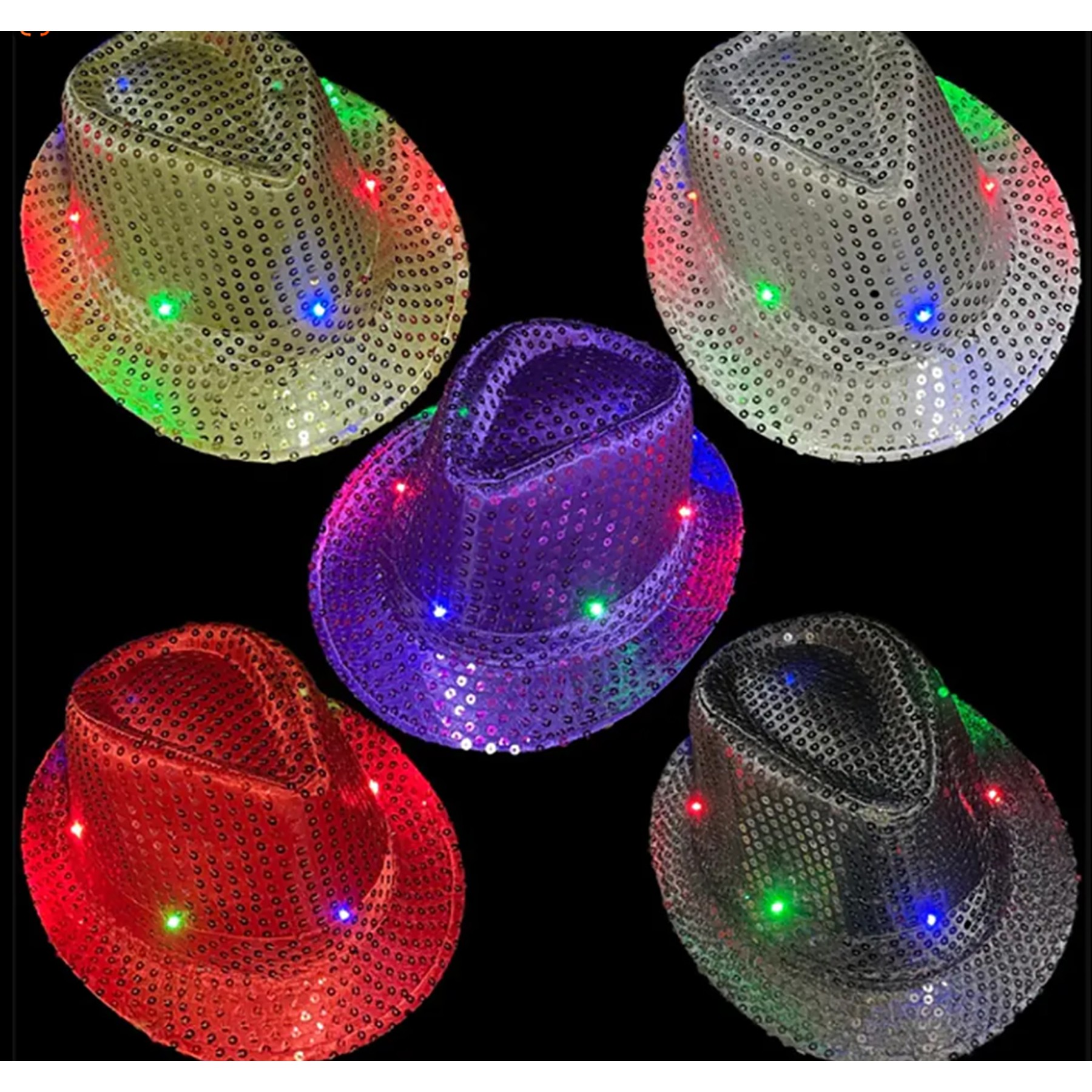 Custom Flashing Led Sequin Fedora Hats 2