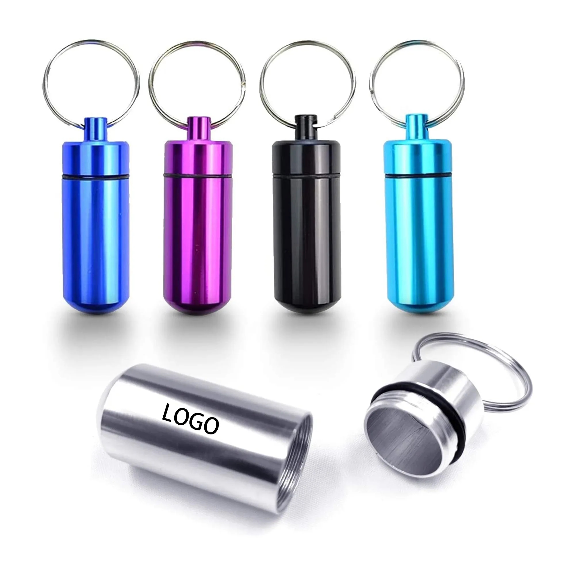 Aluminum Alloy Waterproof Medicine Bottle Key Chains 3