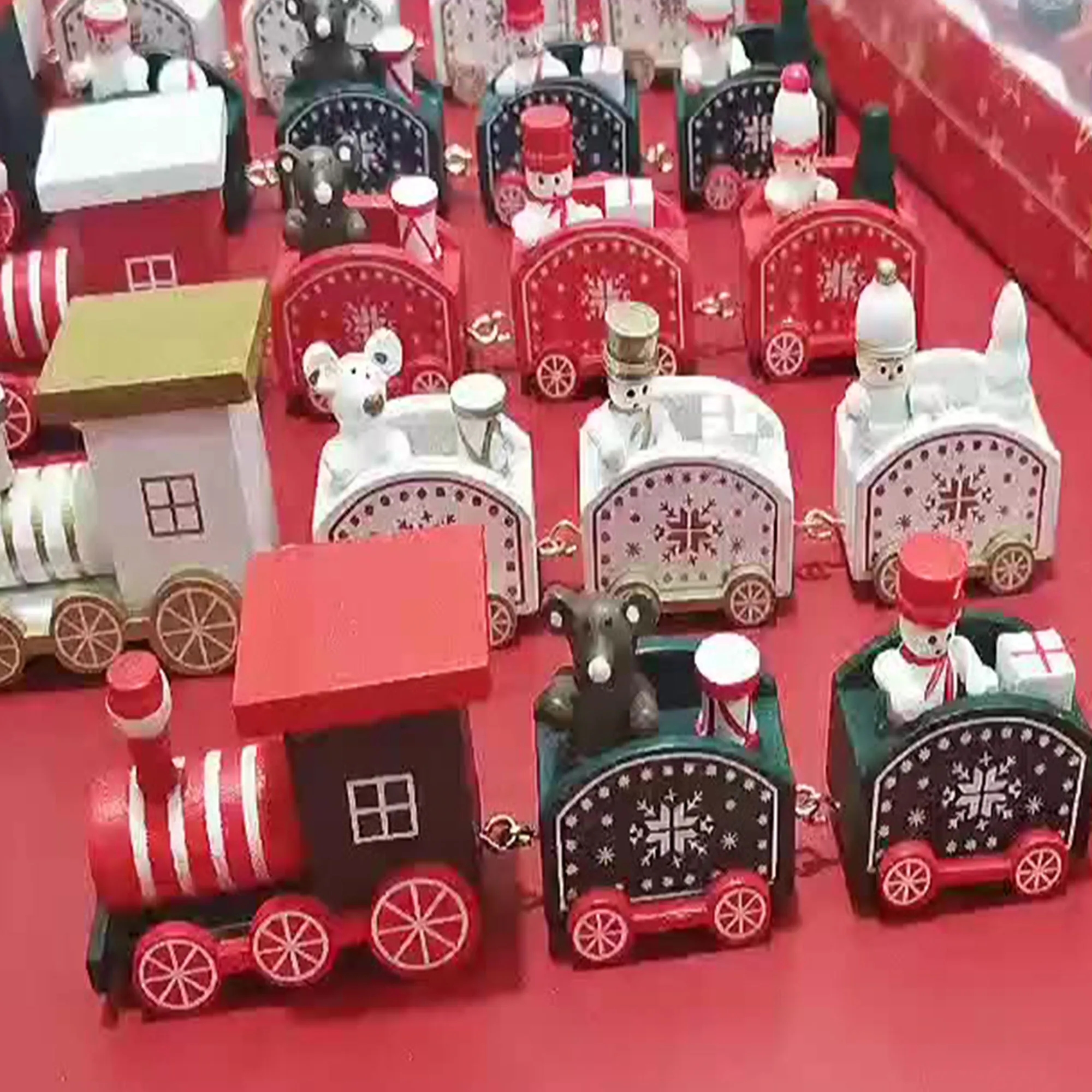 Festive Wooden Christmas Train Set Decor 6