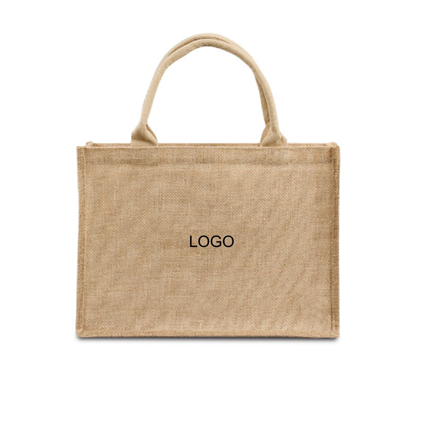 Jute/Burlap Tote Bags Soft Cotton Handles, custom tote bag with logo imprint 3