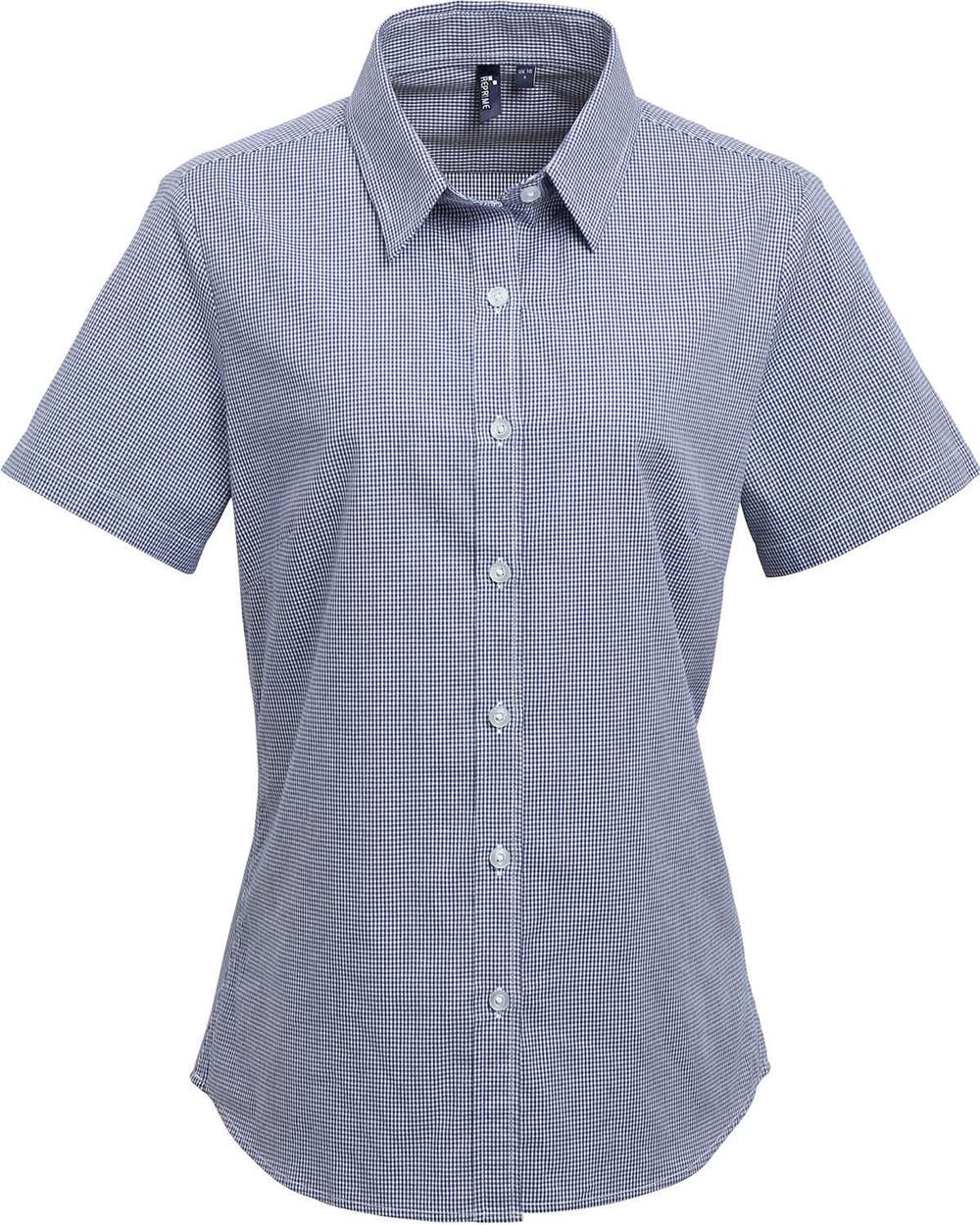 Women's Microcheck Gingham Short Sleeve Cotton Dress Shirt - RP321 31