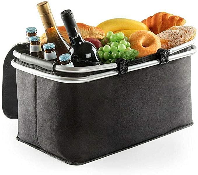 Topline Insulated Foldable Collapsible Picnic Basket w/ Aluminium Carrying Handle 14