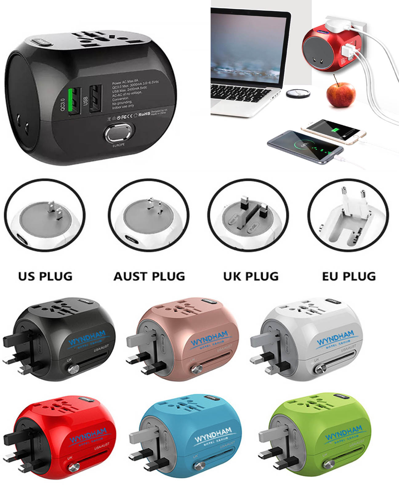 iBank ® Universal Travel Adapter, International Power Adapter 3