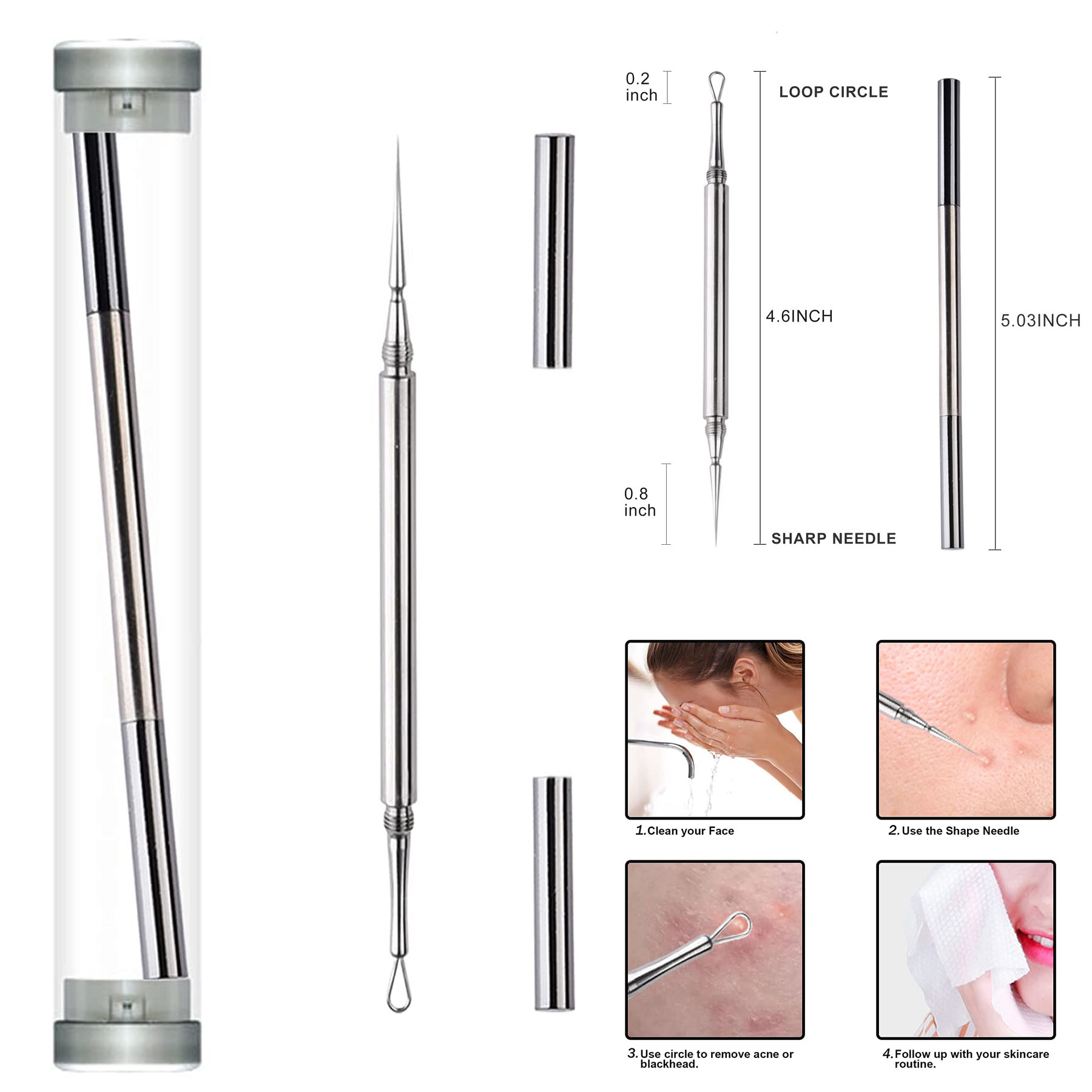 2 in 1 Facial Milia Removal and Whitehead Extractor Lancet