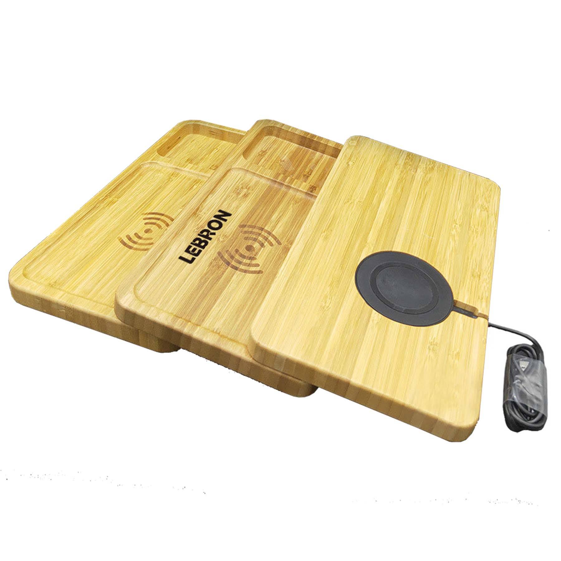 Bamboo Wireless Charging Custom Desktop Organizer 1
