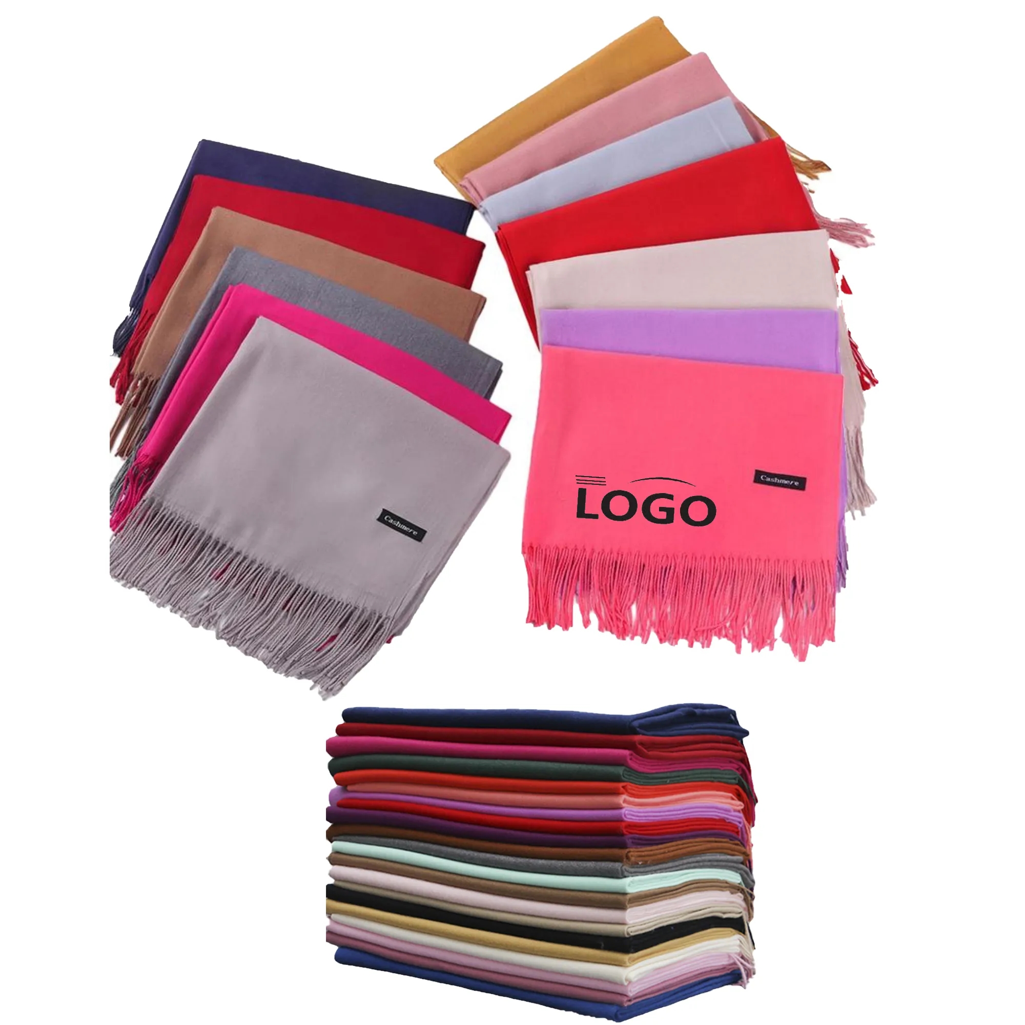 Winter Imitation Cashmere Scarf With Tassels MOQ 100PCS 9