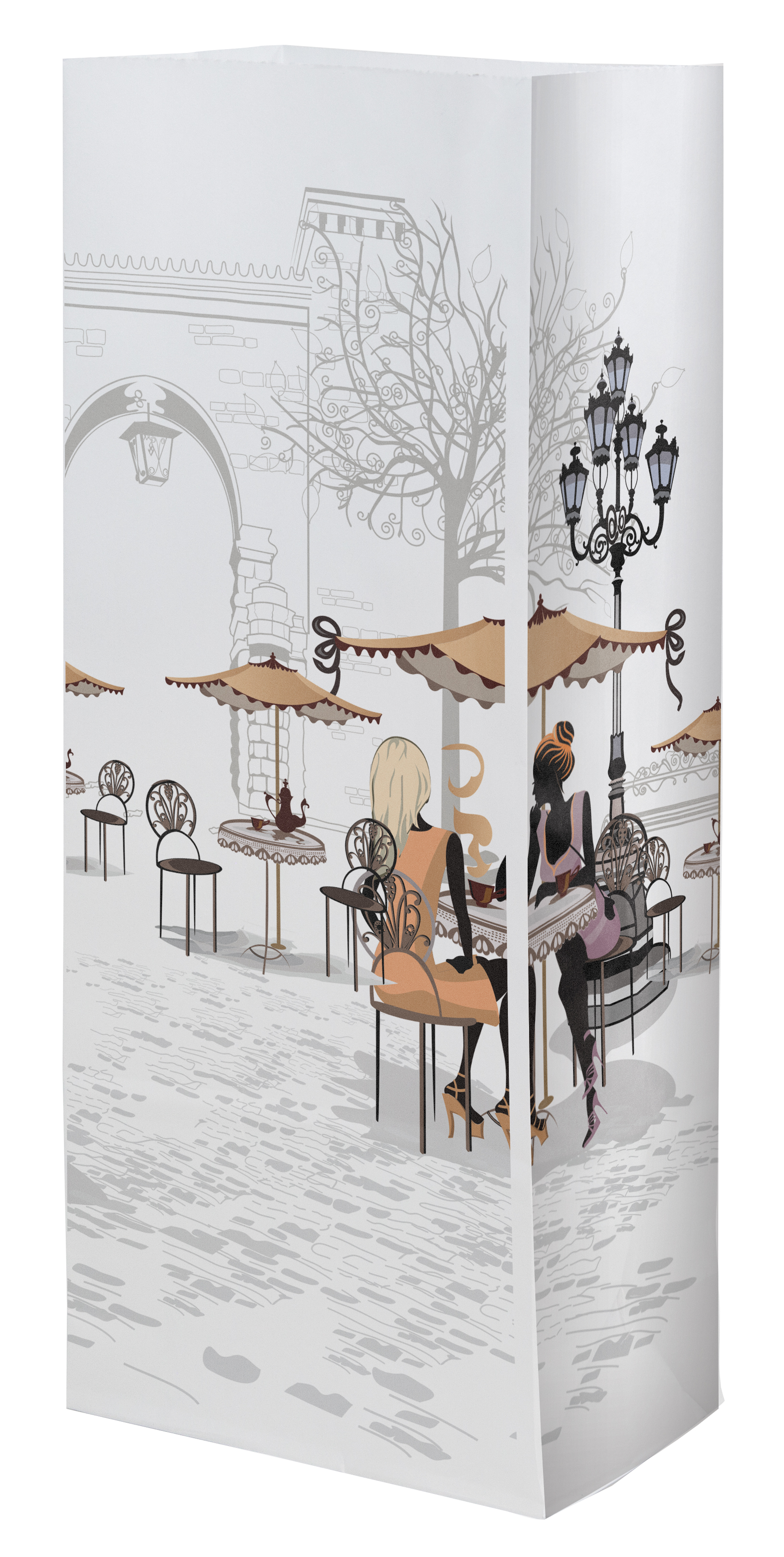 SOS #4L Multi-Sided Full Color Food Safe Paper Bags (5" x 12" x 3.125")