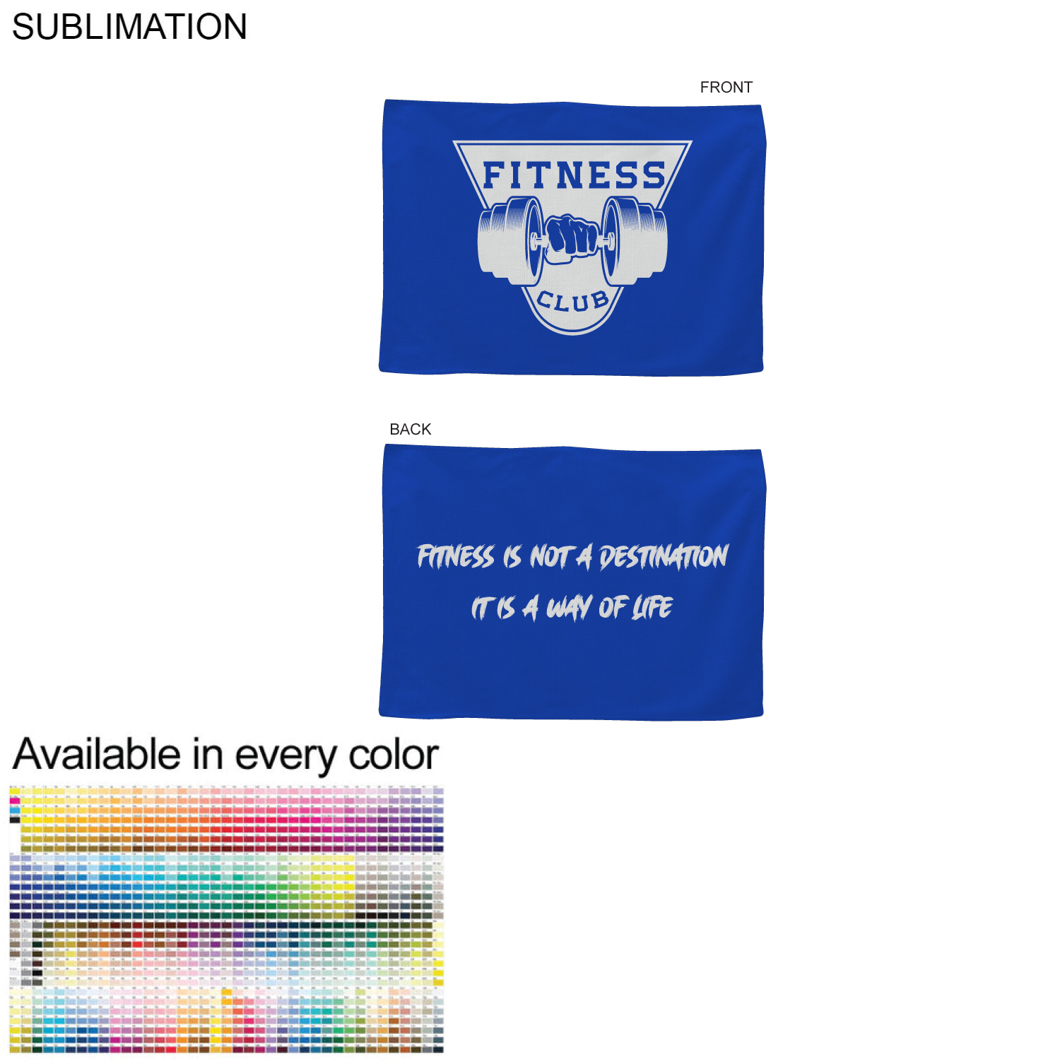 Gym, Workout towel in Microfiber Dri-lite Terry Towel, 12x18, Sublimated Edge to Edge 2 sides 12