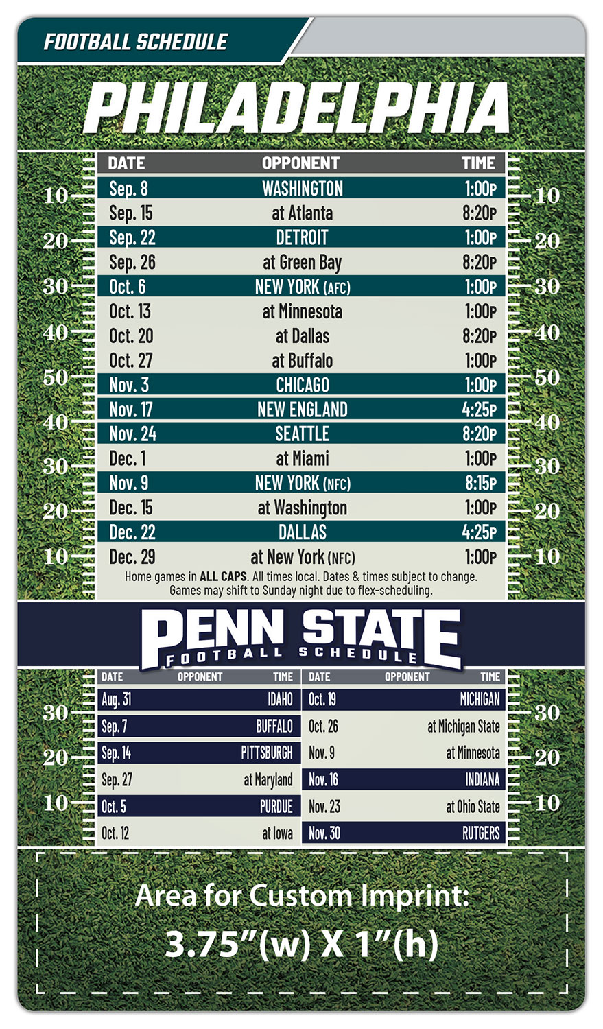 Magnet Football Sport Schedules - 4x7 Round Corners 1
