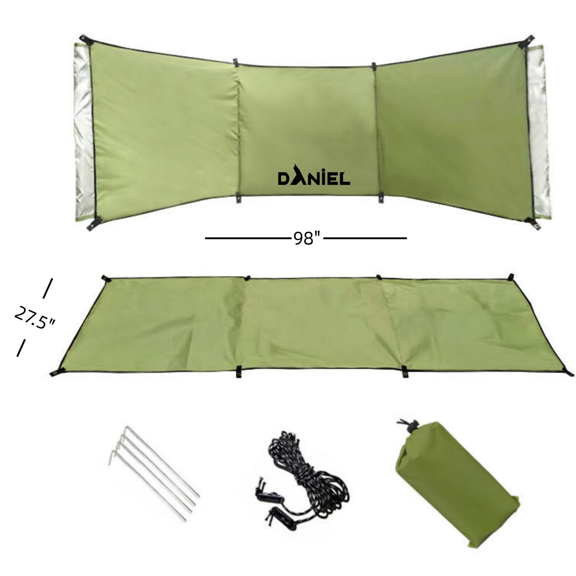98" x 27.5" Stakeless Square Outdoor Wind Protection 3 Panel Design 3