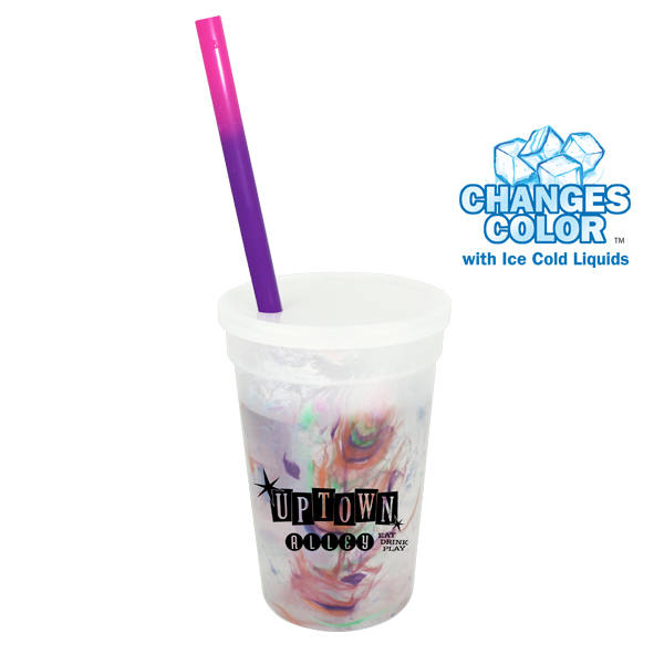 Mood™ 17 oz. Rainbow Confetti Cup/Straw/Lid Set 12