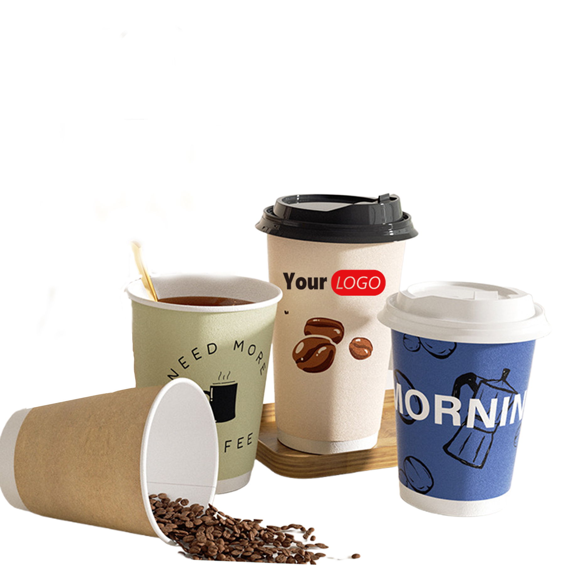 16 Oz Double Wall Disposable Coffee Cups with Lids 2