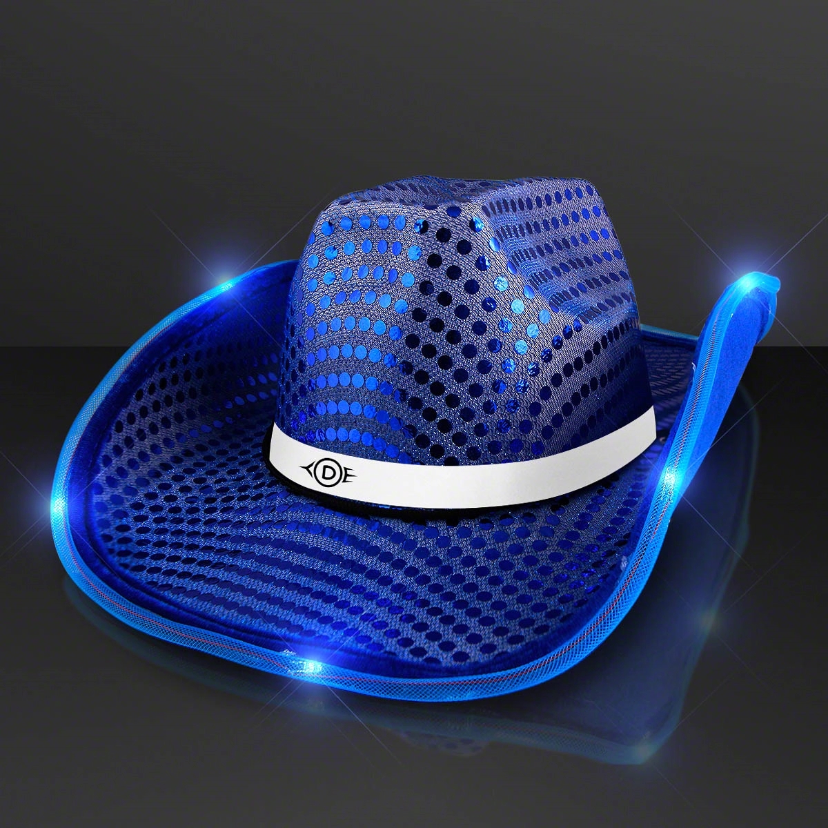 Sequin Cowboy Hat with White Band 19