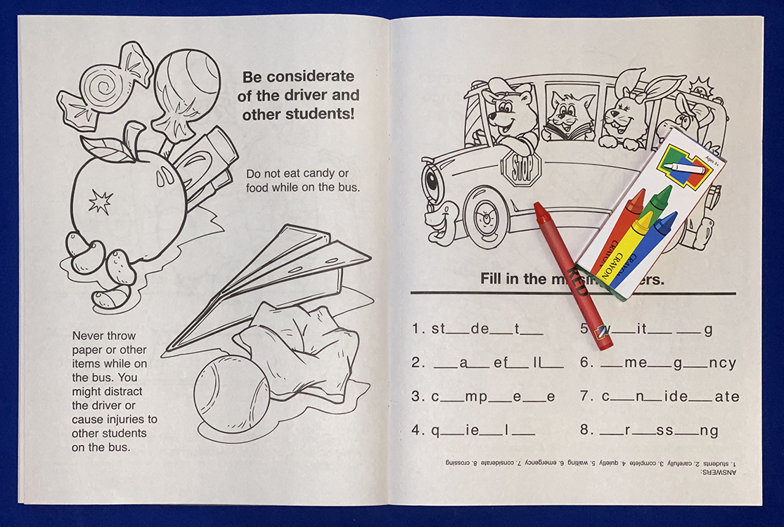 COLORING SET - Practice School Bus Safety Coloring Book Fun Pack 3