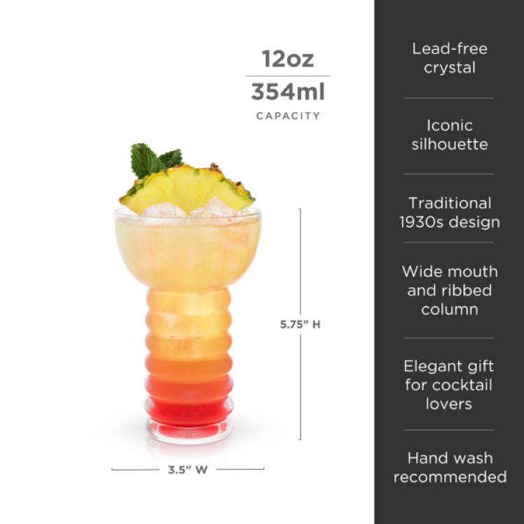 Viski® Crystal Pearl Diver Glass, set of 2 3