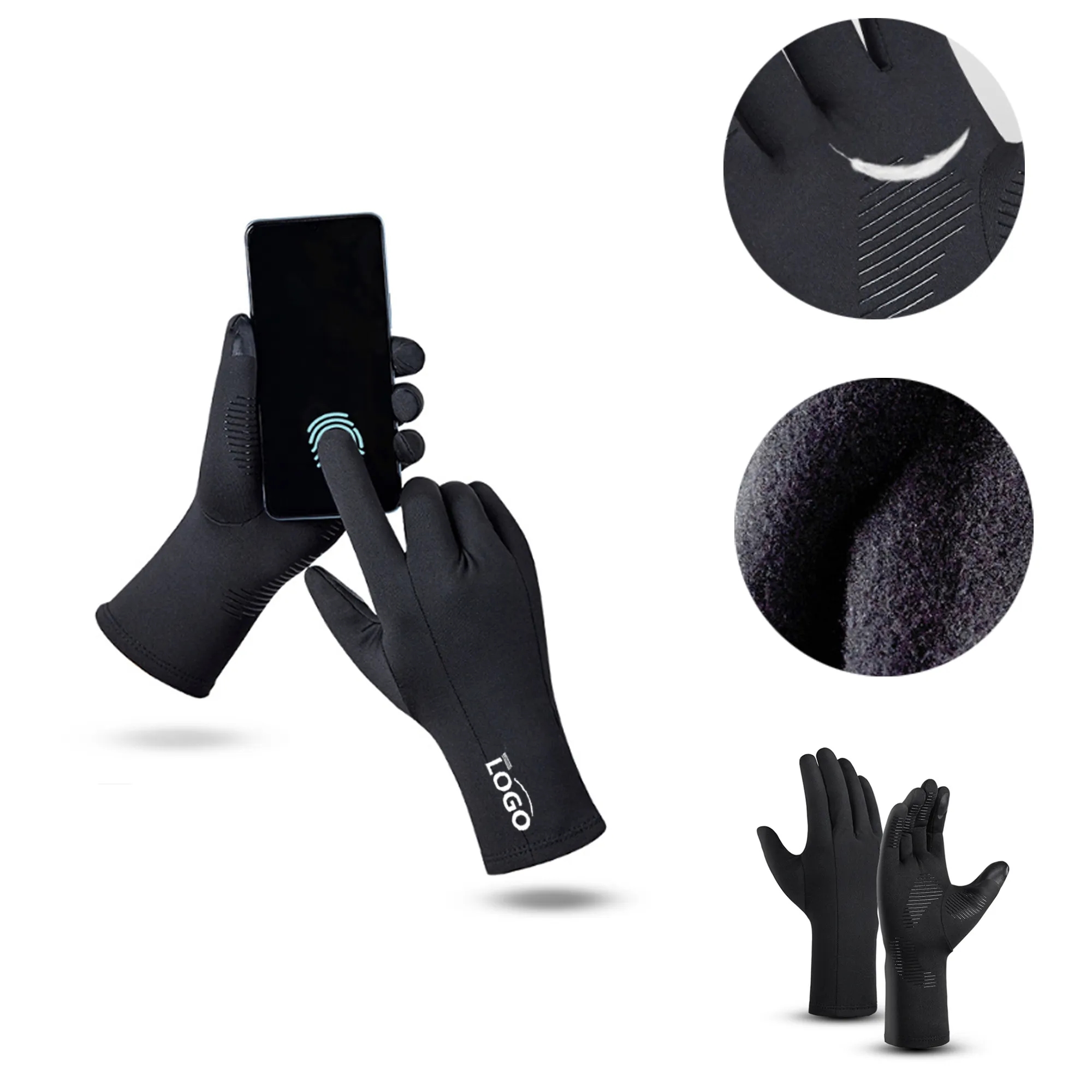 MOQ50 Winter Ski Liner Gloves Warm Touchscreen 3