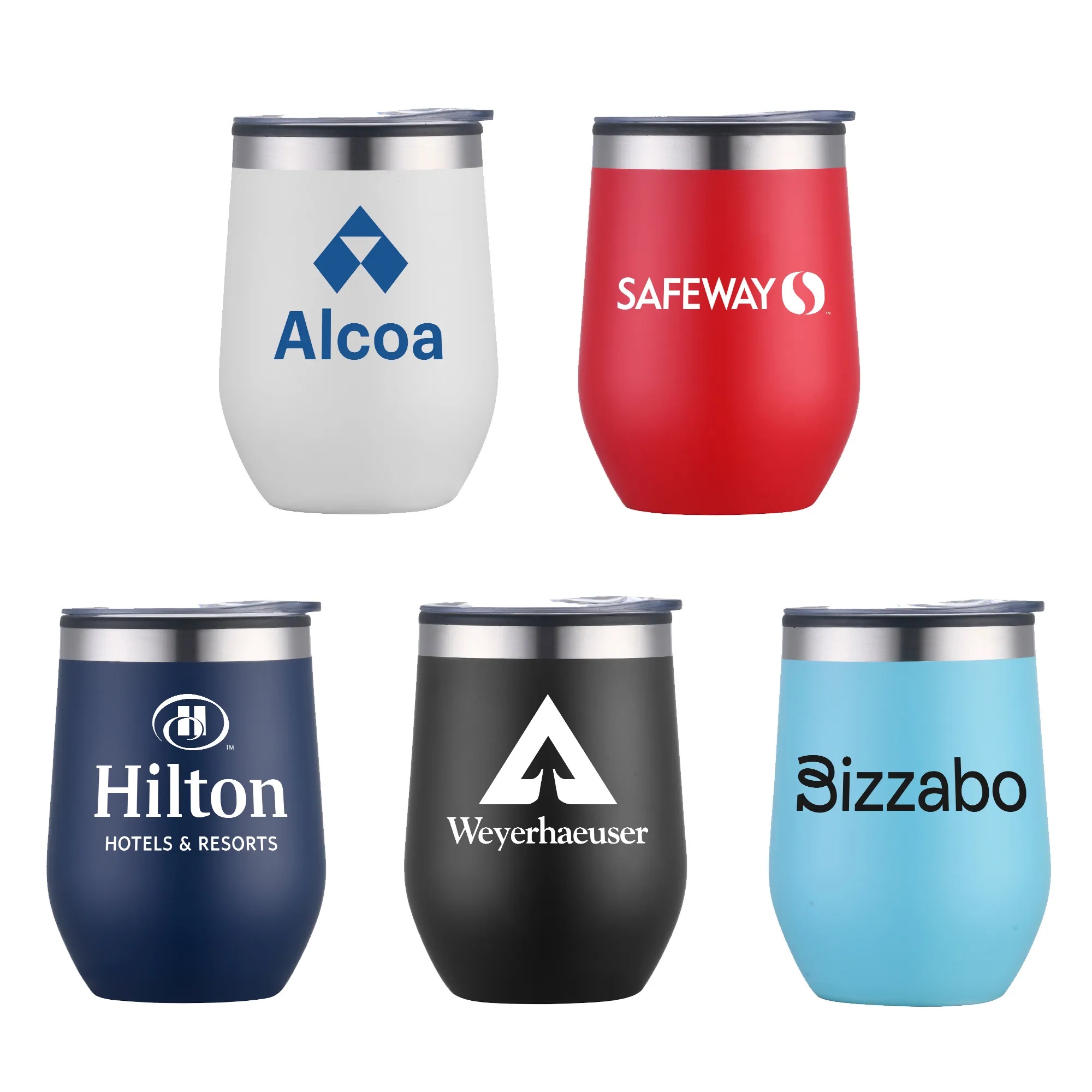 12oz. Double Wall SS / PP Wine Mug with Clear Lid