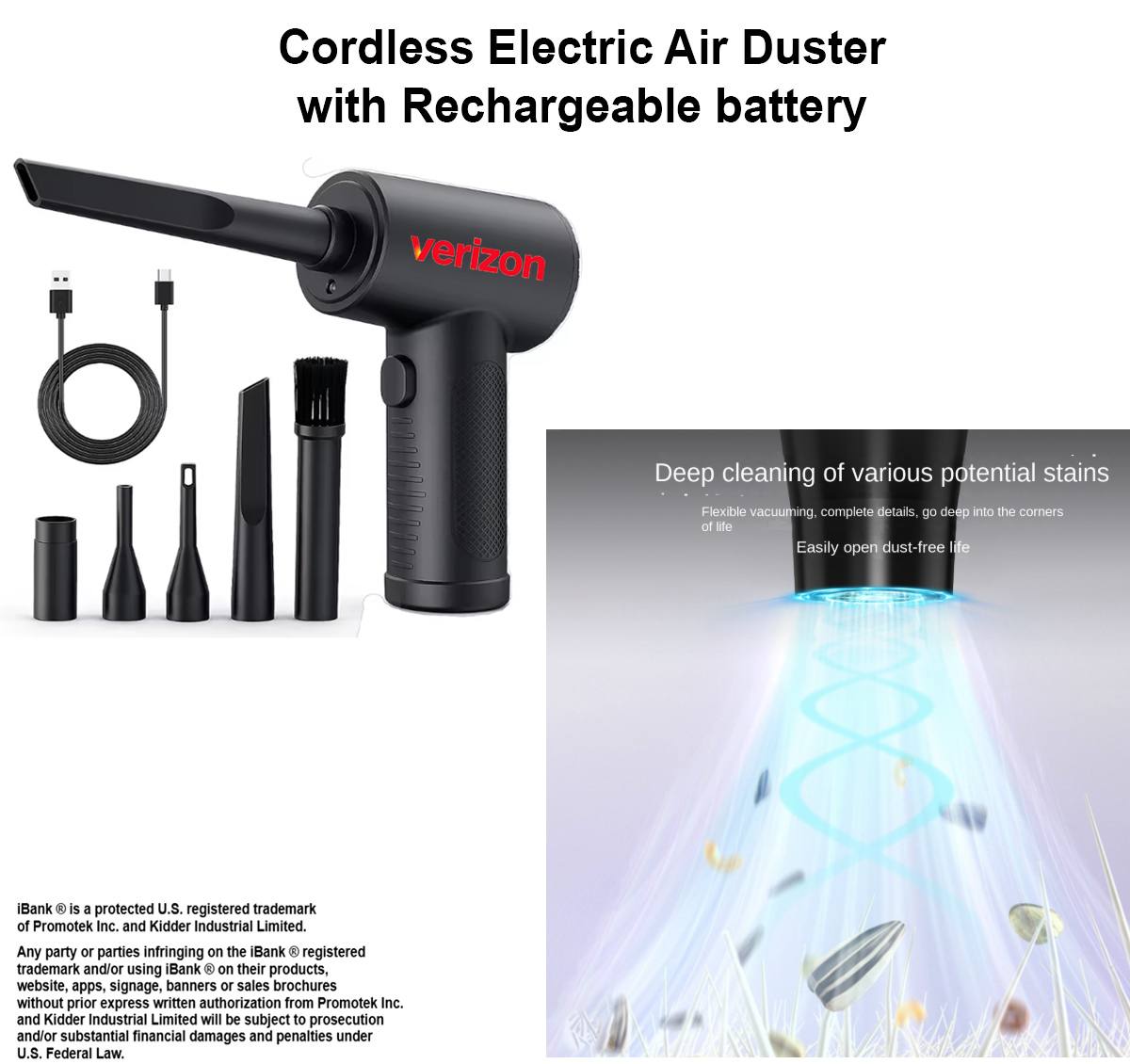 iBank ® Cordless Electric Air Duster with Rechargeable Battery 3