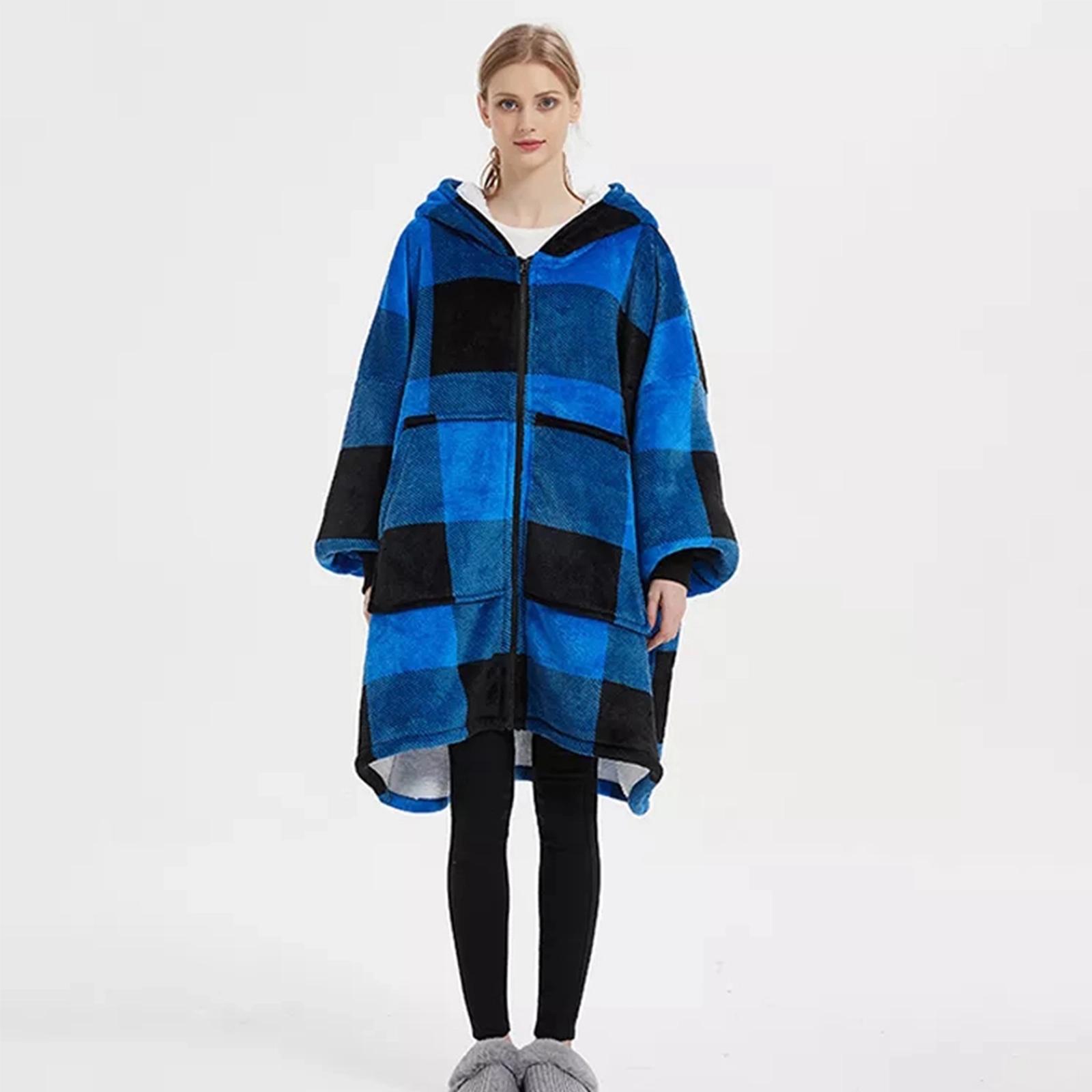 Oversized Microfiber & Sherpa Wearable Blanket, custom hoodie or sweatshirt with logo imprint 13