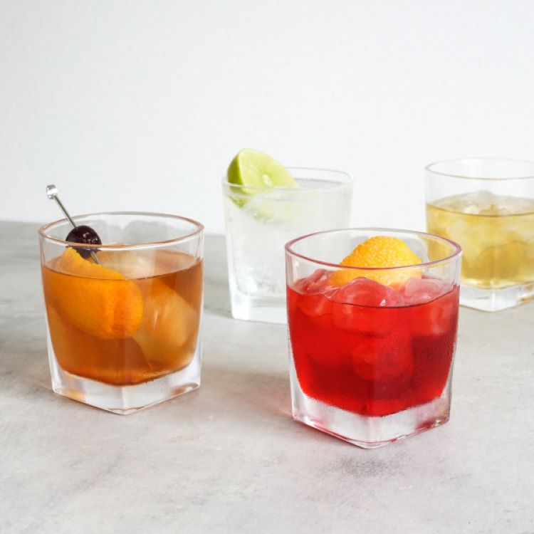True® Square Rocks Glass, set of 4 1