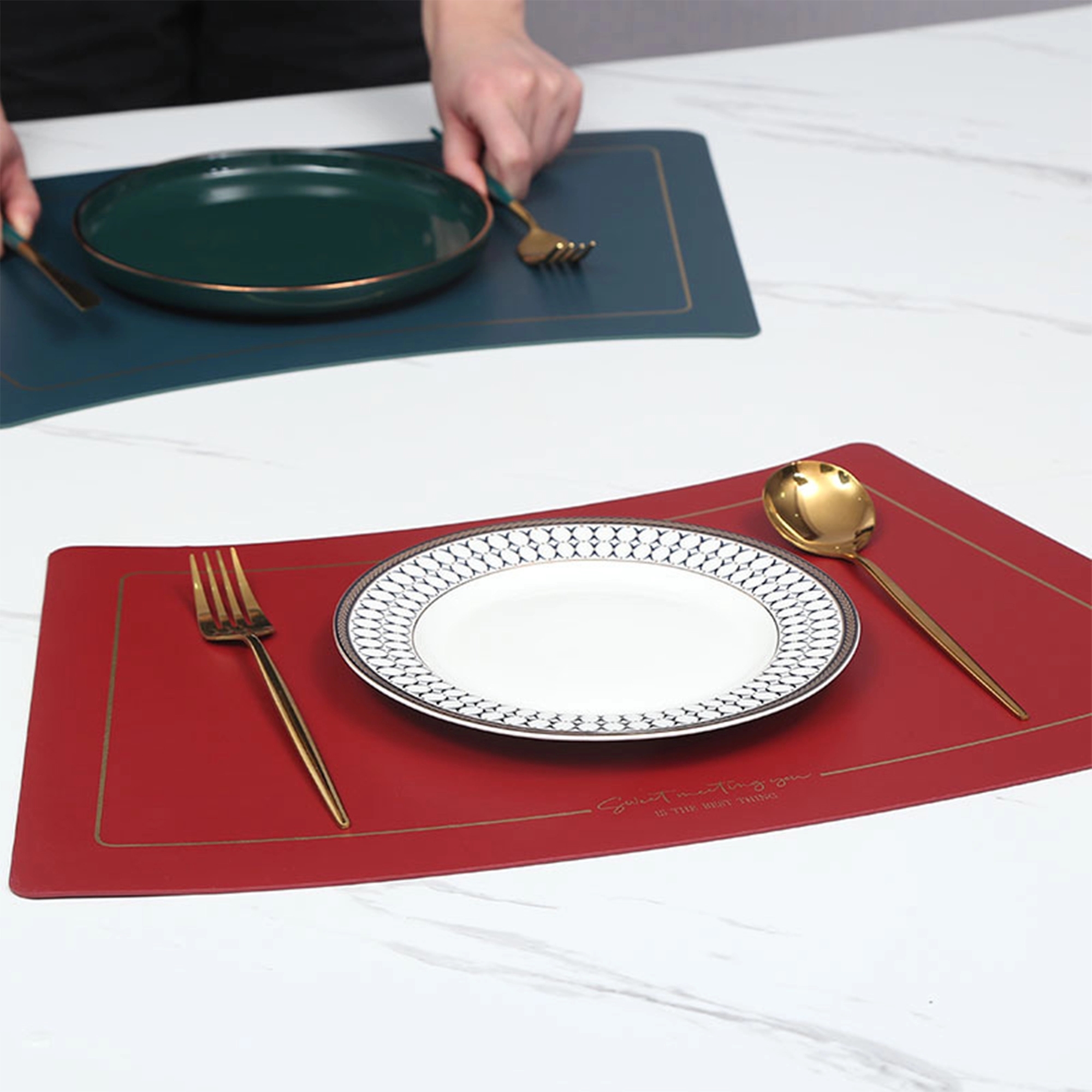 Waterproof Leather Placemat Dining Table Mats MOQ 10PCS 1