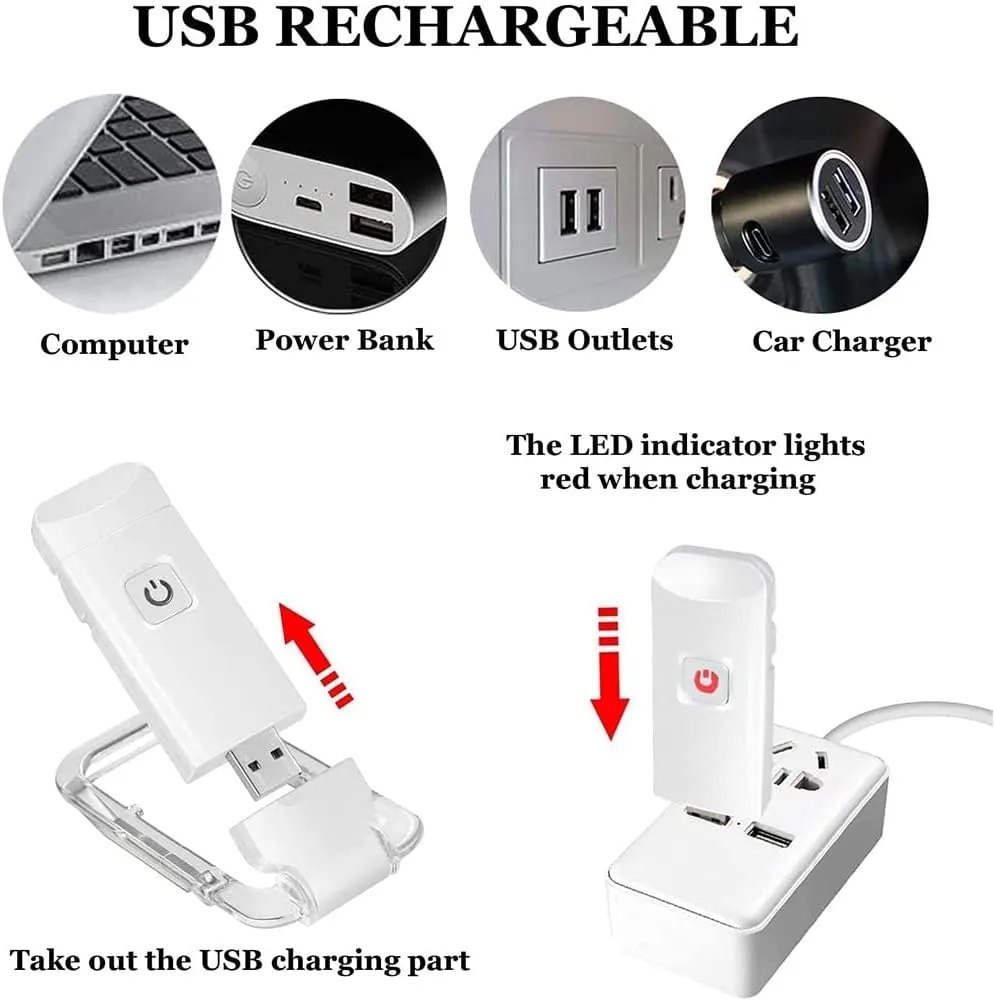 Custom USB Rechargeable Brightness Adjustable LED Read Light 3