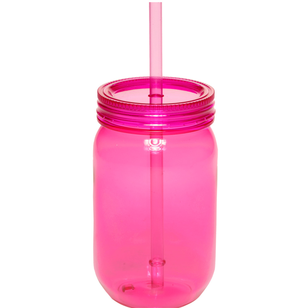24 oz. Plastic Mason Jars with Straw