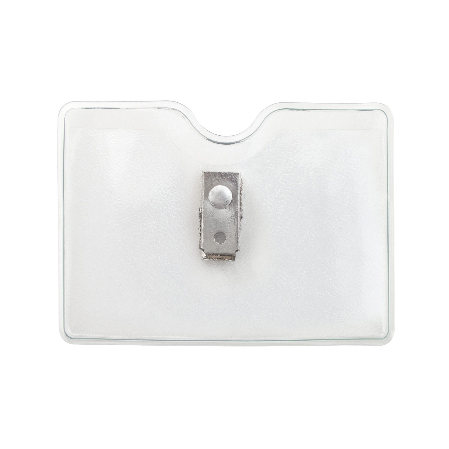 Horizontal Top Load Clear Vinyl Badge Holder w/ 2 Hole Clip 1