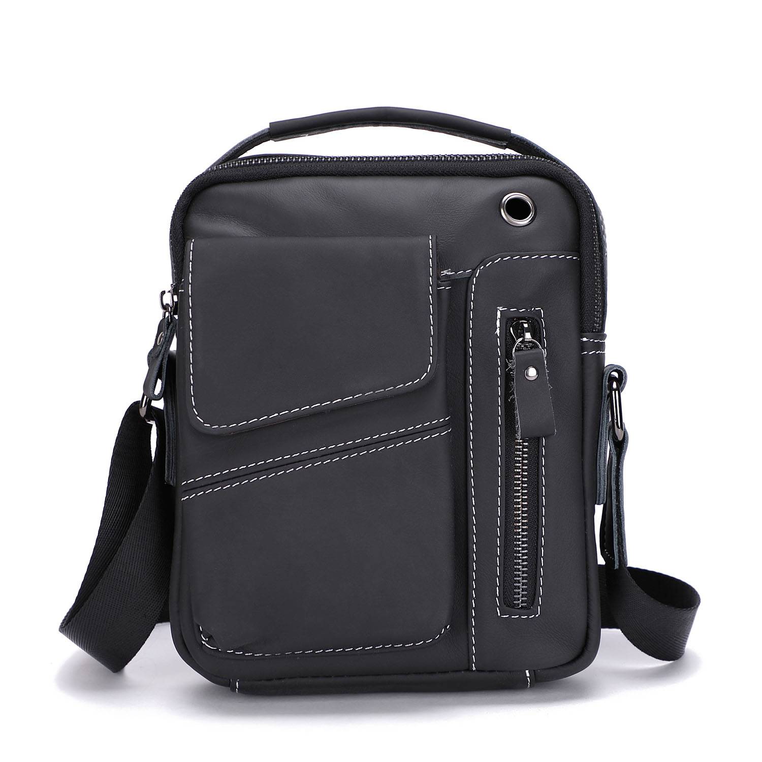 Genuine Leather outdoor Leisure style men's crossbody bag 5