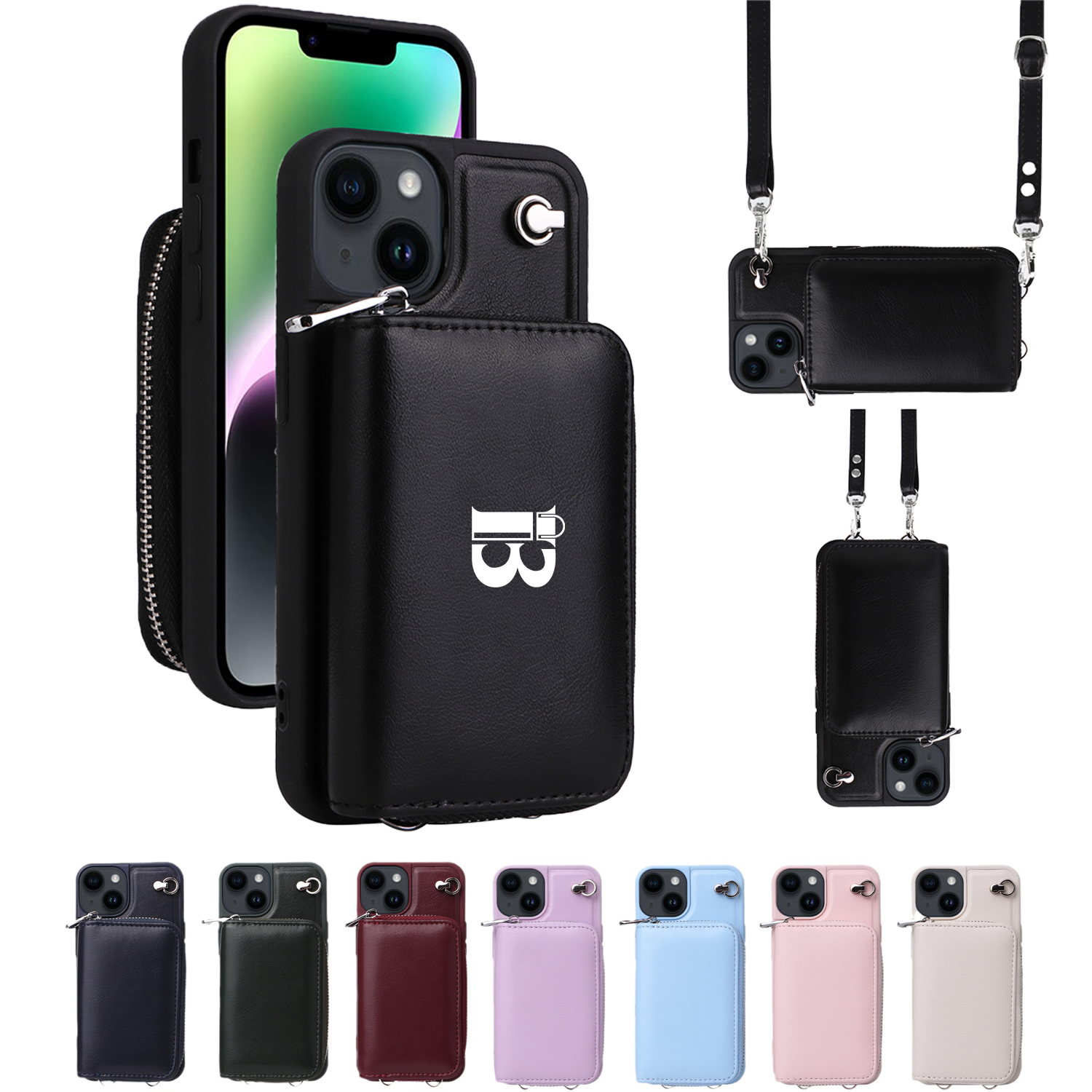 PU Cell Phone Case Crossbody Bag Wallet w/ Card Slots 2