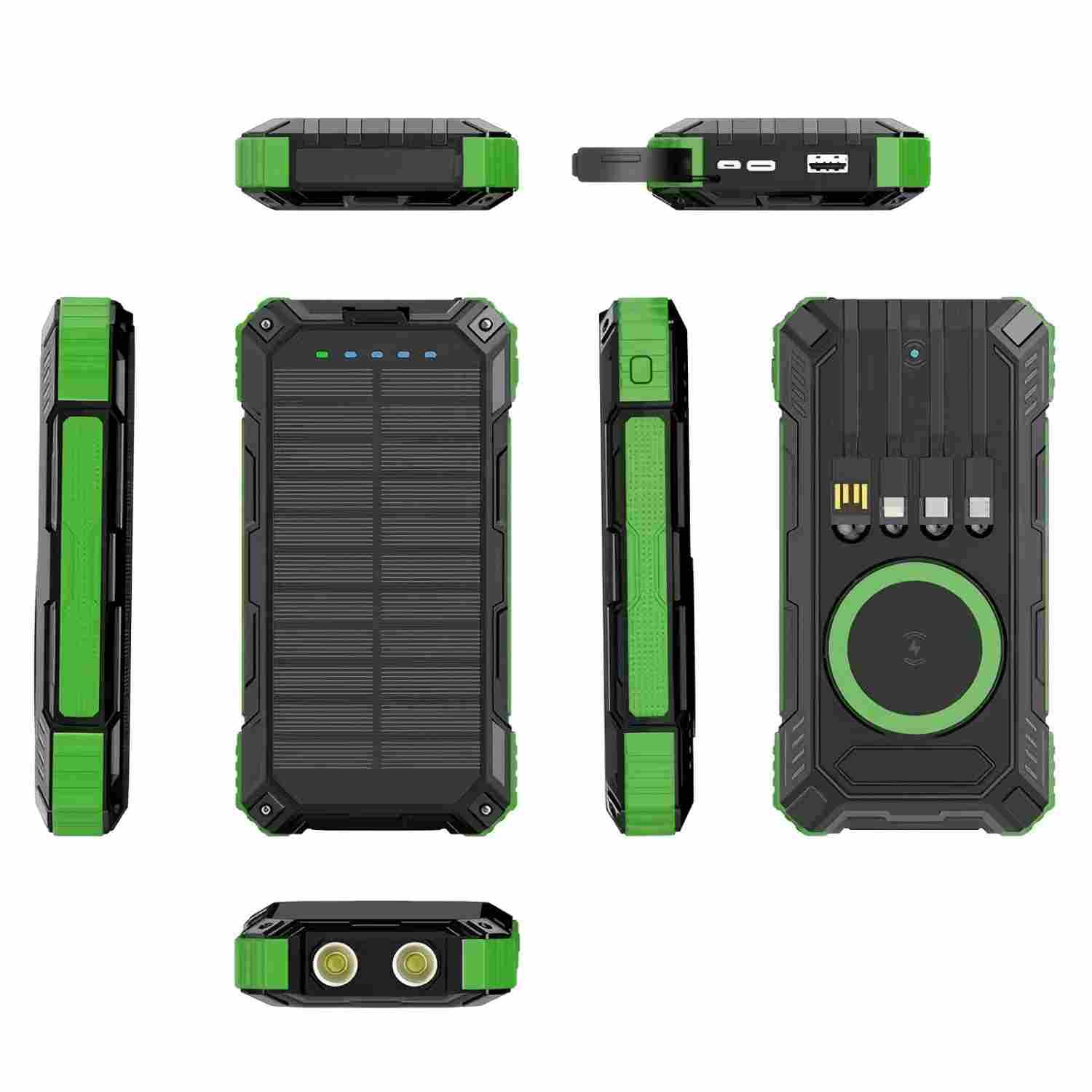 20000mAh Fast Charging Solar Power Bank w/ Cables 10