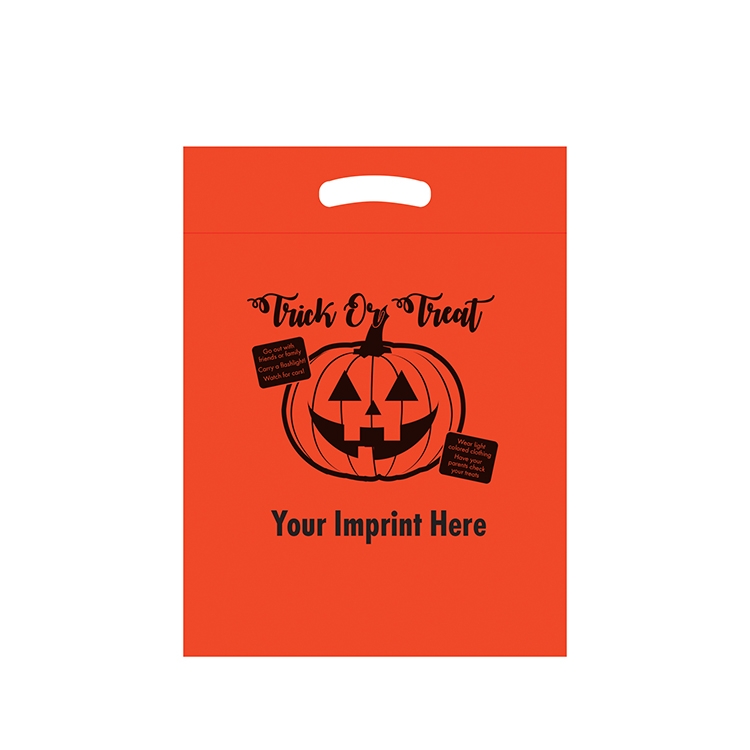 Orange LDPE Fold Over Die Cut Bag - Halloween 1