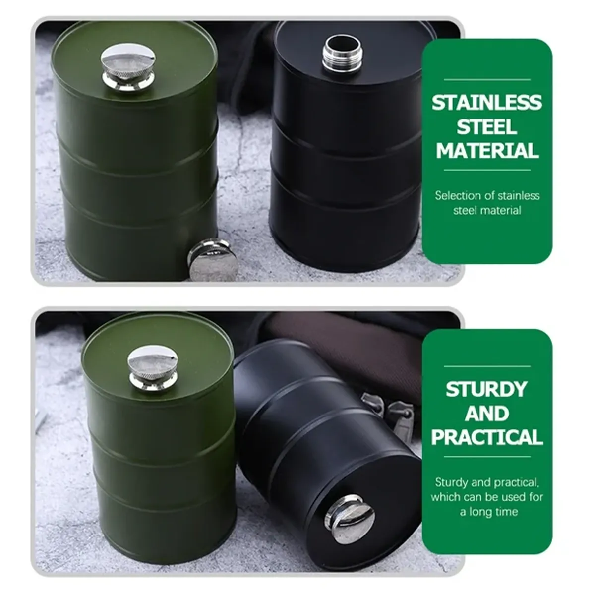 25 OZ Gasoline Barrel Camping Accessories Canteen Wine Jug, custom water bottle with logo imprint 13
