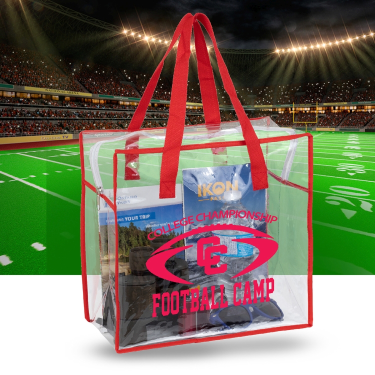 12"W x 12"H x 6"Gusset – "ARETE" Clear Vinyl Stadium Compliant Tote Bag with Zipper 4