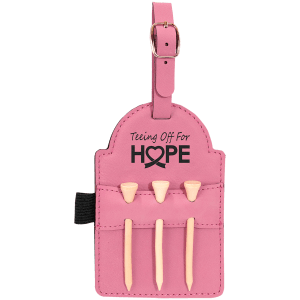 5" X 3 1/4" Laserable Leatherette Golf Bag Tag With 3 Wooden Tees 1