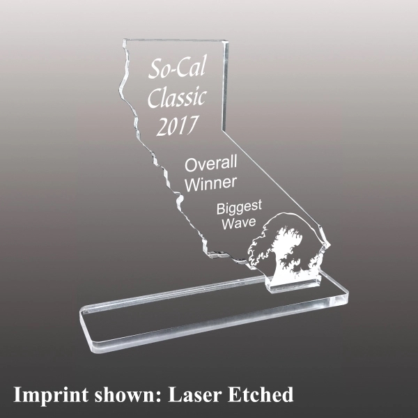 State of California Shaped Acrylic Award - Laser Etched