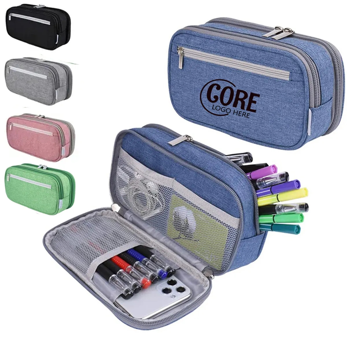 Custom Big Capacity Three-Tier Stationery Pencil Bag 2