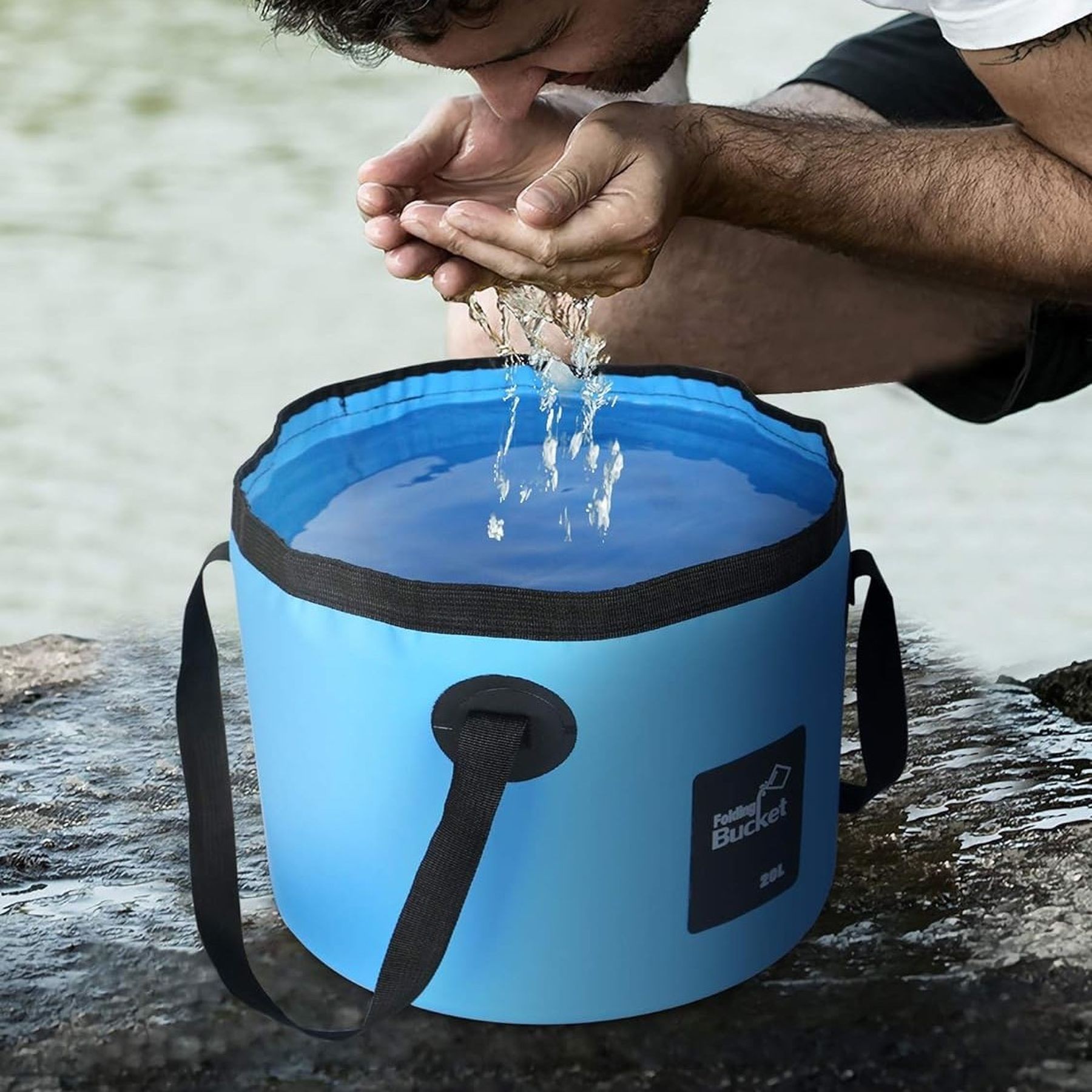 5 Gallon Collapsible Bucket With Handle Water Container 16