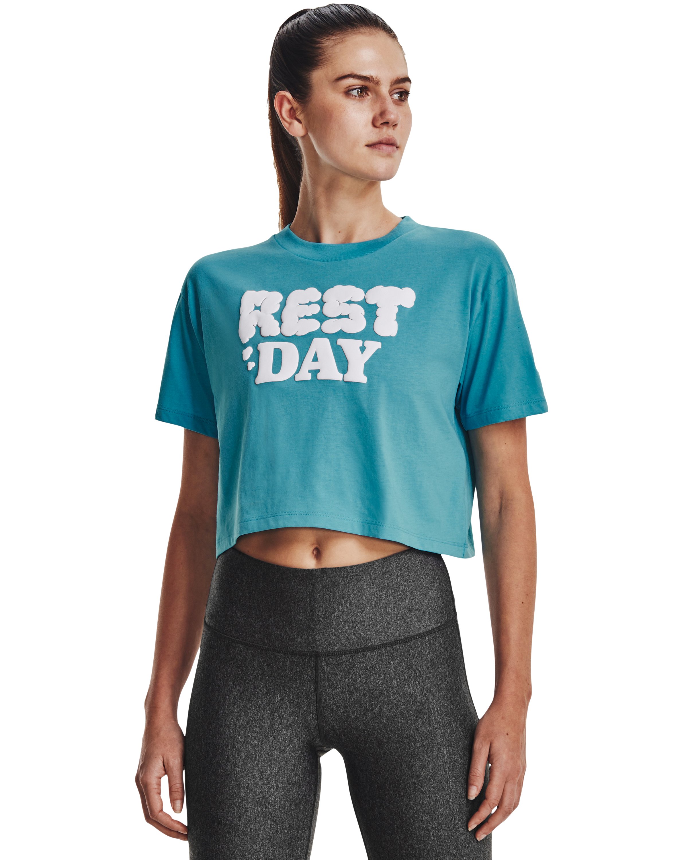 Women's UA Rest Day Verbiage Crop Short Sleeve  2