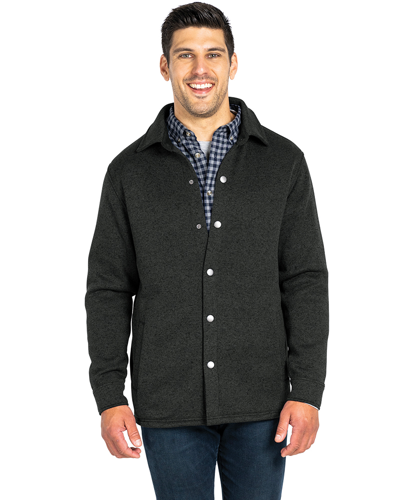 Heathered Fleece Snap Shacket
