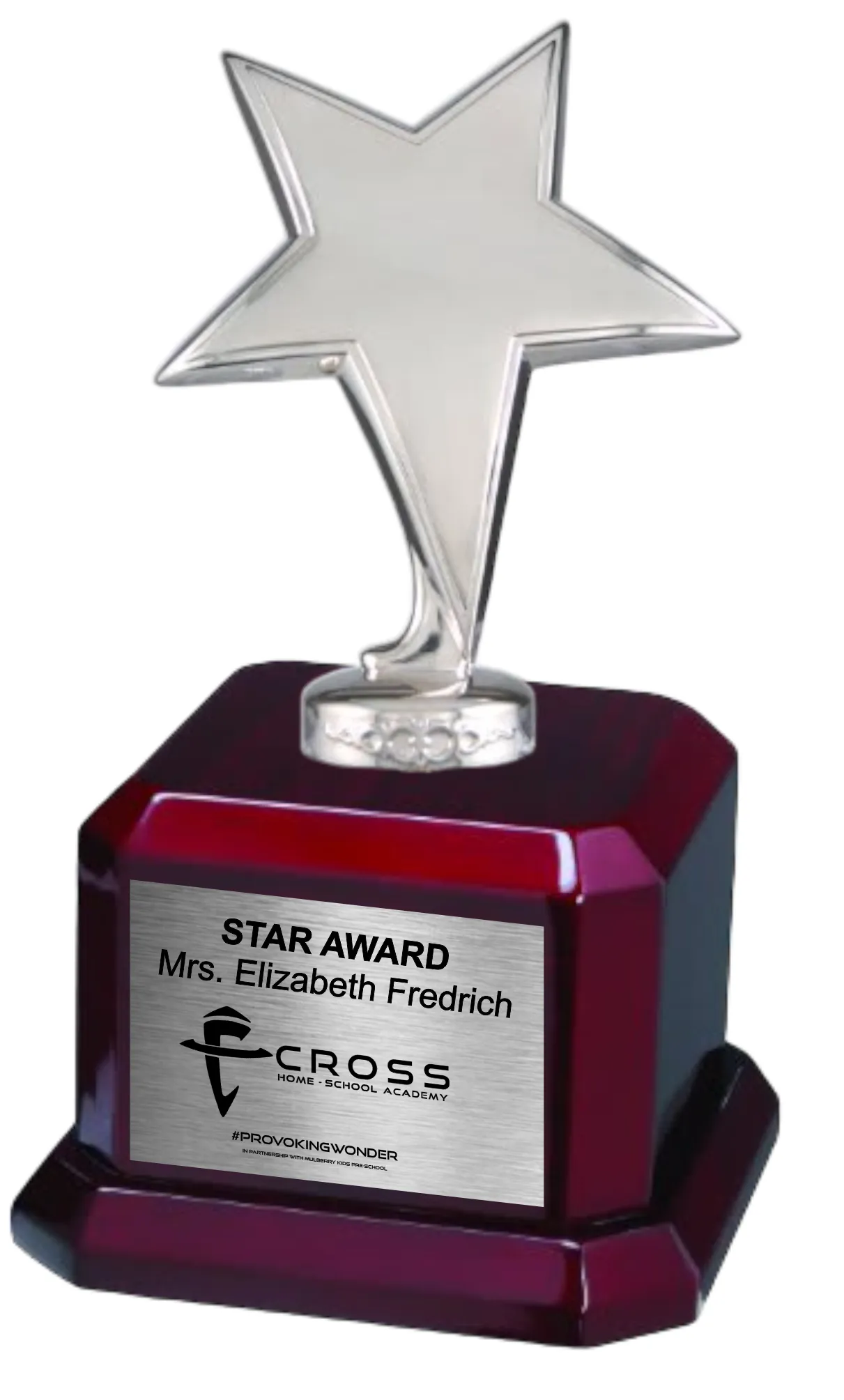 9 1/2" Star Trophy Award on Rosewood Royal Piano Finish Base 28
