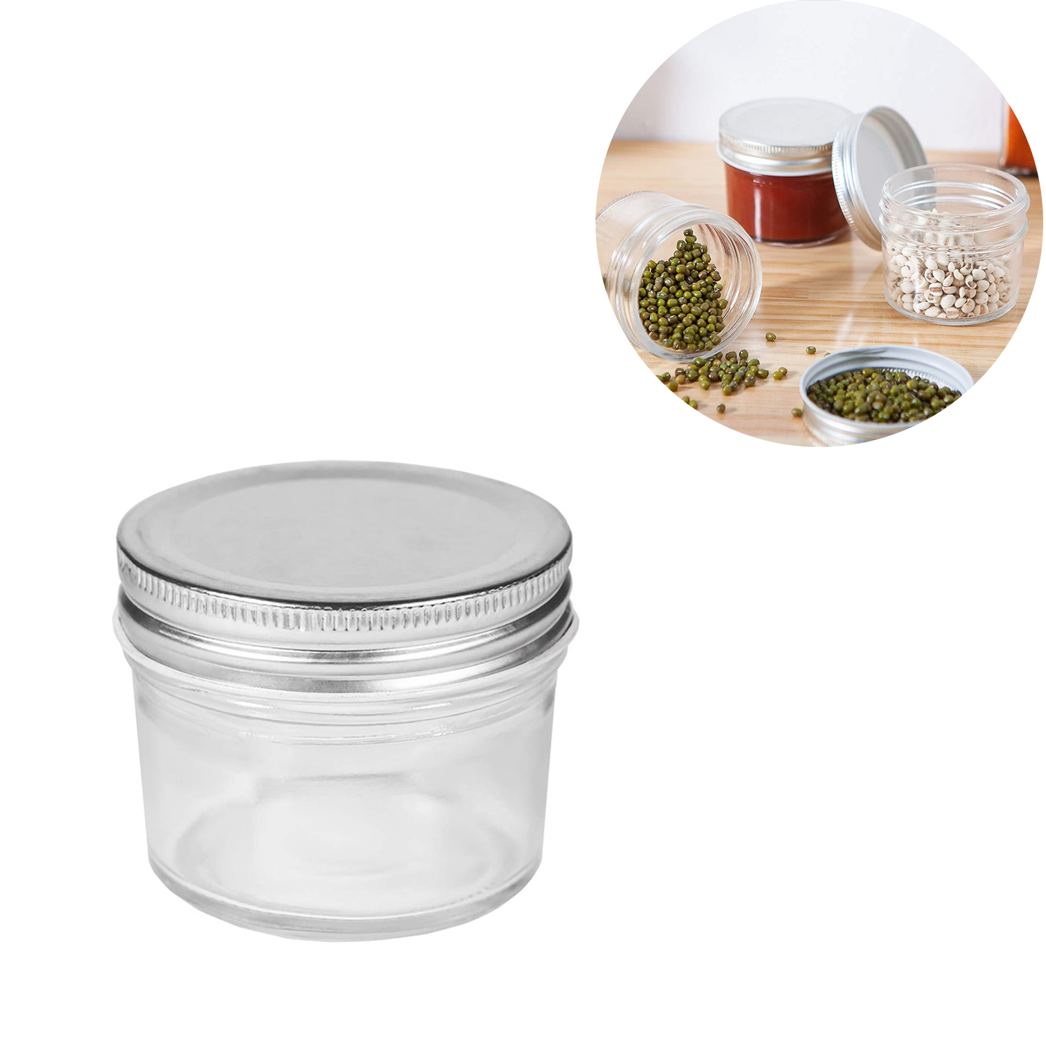 4oz Leakproof Clear Glass Storage Jar w/ Lid 7