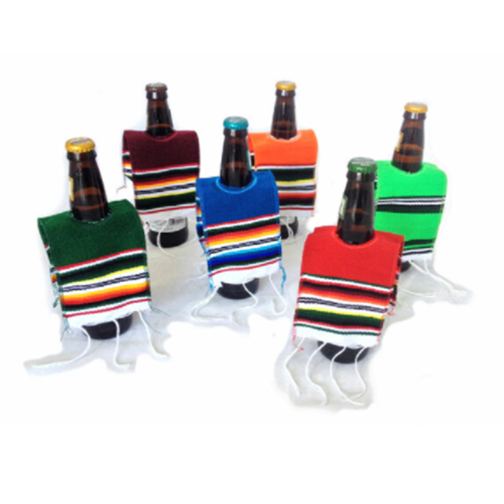 Beer Bottle Serape Ponchos, custom koozie with logo imprint 2