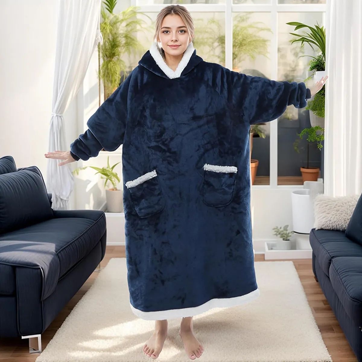Oversized Wearable Blanket Hoodie, custom hoodie or sweatshirt with logo imprint 3